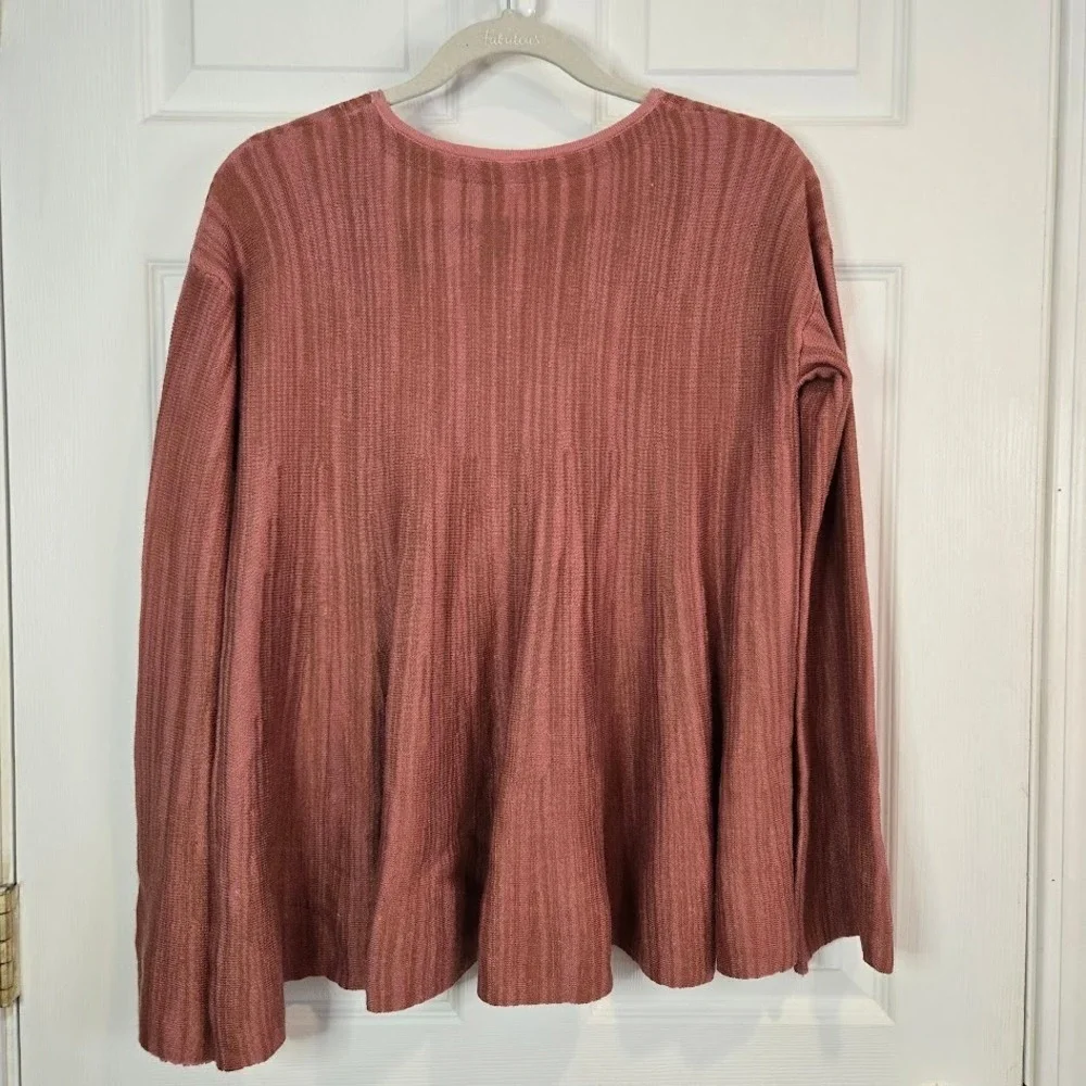 Free People Sundae Bell Sleeve Flowy Sweater Rose Pink Size XS Linen Cotton Boho